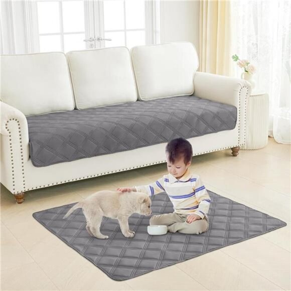 Waterproof Dog Bed Cover Blanket 30" x 53" Soft Reversible Pet Blanket Grey NEW - Picture 7 of 7